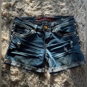 Embellished, embroidered shorts